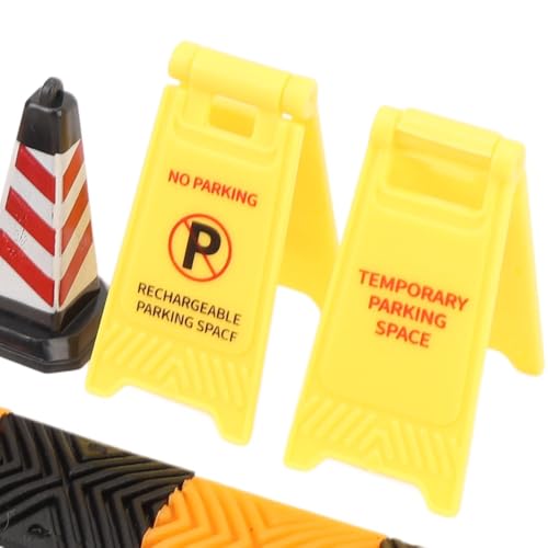 Limen 1/18 1/24 RC Car Scene Accessories Set, Mini Speed Bumps, Traffic Cones and Warning Signs for SCX24 TRX4M RC Crawler Garage Display Decoration