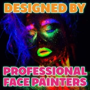Dome Stroke - Bright Neon (25 gm), Water Activated, Professional UV Glow Blacklight Reactive Face and Body Painting Rainbow Cakes, Hypoallergenic, Safe, 1-Stroke Split Cake - color: Bright Neon