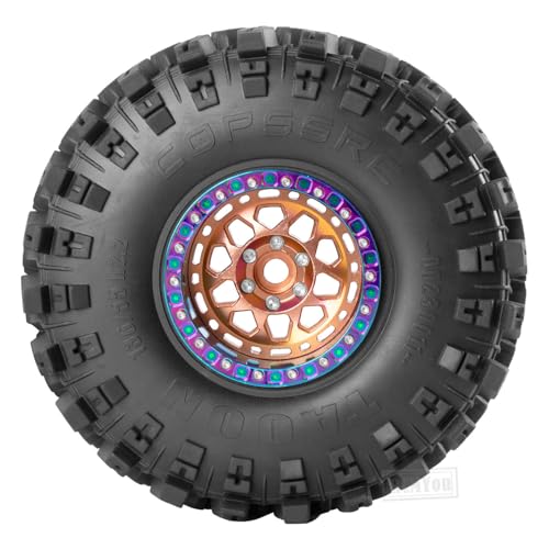 RC Aluminum 2.2 Inch Wheel Rims Tires for 1/10 SCX10 II 90046 SCX10 III AXI03007 TRX4 TRX6 VS4-10 Gen8 MST CFX D90 RC Crawler Car, Beadlock Wheel, Bronze - color: Bronze (2.2 Tires Wheels)