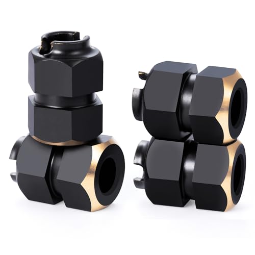 RC Brass Wheels Hex Hub 10mm Extension Hex Drive Adapter Counterweight Offset Spacers for Redcat Ascent-18 TRX4M Defender Bronco K10 F150 1/18 RC Crawler Car Upgrades Parts (Black)