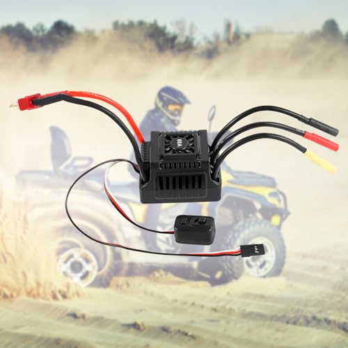 New Brushless Sensorless ESC, 60A Waterproof Dustproof Brushless Smart ESC, Sensorless Motor Combo, Multiple Protection Brushless ESC for 1/10 RC Car Truck Outdoor (T Plug)