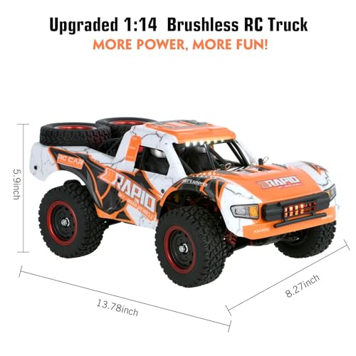 GoolRC 1:14 Scale Brushless RC Trucks, 2.4G 4WD High Speed 70 KMH Fast RC Cars, All Terrain Electric Off-Road Remote Control Truck with 3 Batteries, Hobby RC Car Gifts for Adults - size: 3 battery