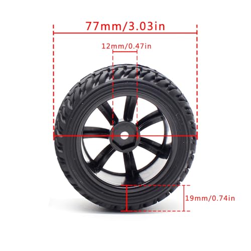 Hosim 1:10 Scale RC On Road Terrain Buggy Car Drift Replacement Tyres Pack of 4pcs High Performance Racing Car Rally Car Accessory Parts Grain Rubber Split Spoke Satin Tires and Wheels Black Color