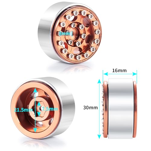 4PCS 1.0 Wheel Rims RC Metal Beadlock Wheels Rims, Wine Red | For All 1/24 Scale Axial SCX24, RC Crawler Car, Upgrade Parts - color: Wine Red