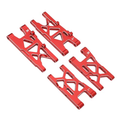 RC Front and Rear Suspension Arms Set Aluminum Alloy Upgrade Parts for Arrma 1/18 380 Brushed 4X4 Truck 380 Brushed 4X4 Small Scale Buggy, RC Car Upgrade Parts (Red) - color: Red