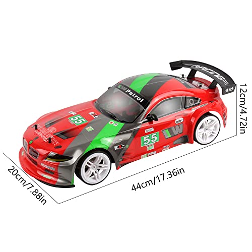 RC Buggy 70km/H High-Speed Drift Racing 2.4G 4WD Electric RC Vehicle RC Flat Running Drift Rally Racing Rubber Tire RC Truck Gift Replacement Tires,2 Batteries - color: Red