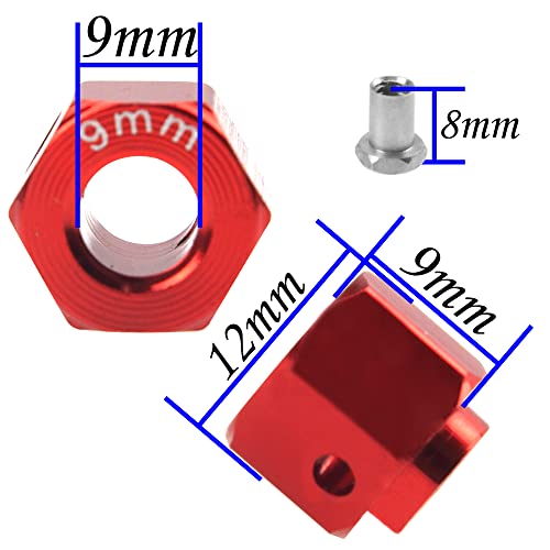 ShareGoo Aluminum RC 12mm Hex Extended Wheel Hex Hub Extension 9mm Offset Spacers Compatible with Traxxas TRX4 TRX6 1/10 RC Crawler (9mm, Red) - color: Red, size: 9mm