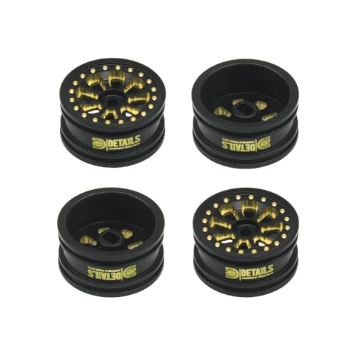 Hobby Details Aluminum Rear Axle Gear Box Skid Link Wheel Upgrade Set for 1/30 Axial SCX30 Jeep Wrangler RC Cars, Black and Gold (Brass 0.7In Wheel) - color: Brass 0.7in Wheel