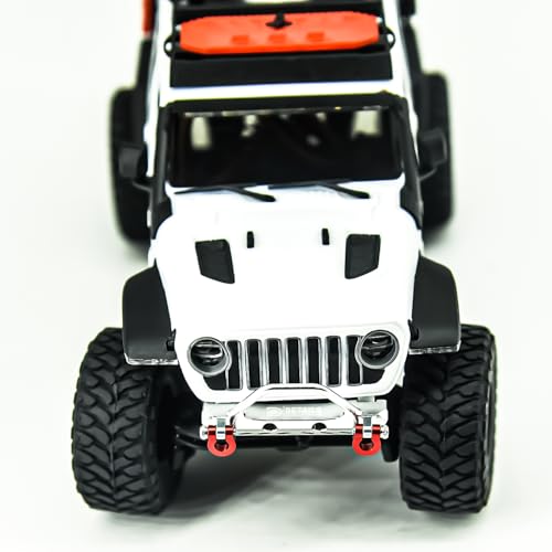Details RC Aluminum Alloy Front Bumper with Red Shackles for Axial SCX30 Jeep Wrangler, 1/30 Scale RC Car Upgrade Part (Sliver) - color: Sliver