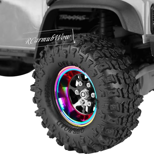 RC 1.3" Beadlock Wheels 1.3 rc Wheels for RC Crawler 1/18 TRX4M,1/24 SCX24,Alloy Aluminium 1.3 Beadlock Wheels 1.3 rc Rims,4pcs,Black - color: Black(4pcs)