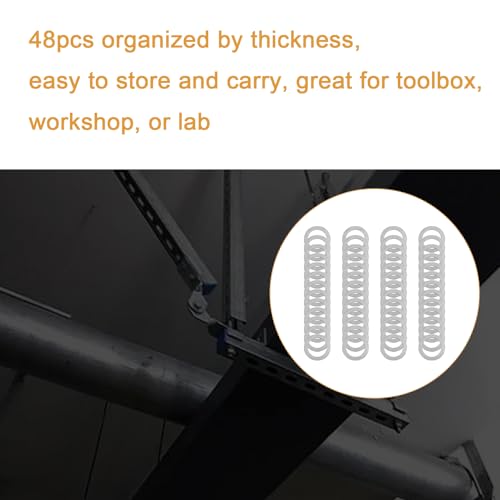 48 Pcs M9x13mm Steel Thin Washer Assortment for M9 Bolt Spacing Repair | 0.1 0.2 0.3 0.5mm Thickness, 12pcs Each Size, Stainless Flat Spacers, Mechanical Repair, Electronics Assembly - size: M9X13