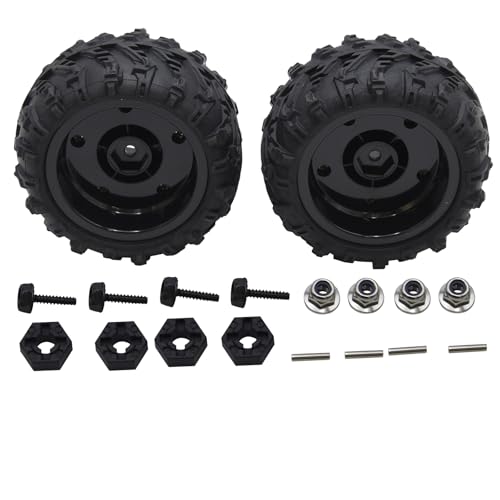 Blomiky 2 Pack 3.3 * 1.85 Inch Wheel Tires 12mm 4 Pack Hexes M4 Locknus and 10 * 2mm Pins 2.6mm Locknuts for Some 1/14 1/16 1/18 1/20 Scales XLH HBX RC Trucks / Q903 Tire Hex Pin