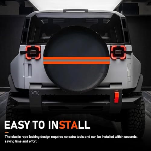 Car Spare Tire Cover, PVC Thickened Scratch-Resistant Spare Tire Storage Bag, Reflective Waterproof Sunscreen Storage Pouch with Elastic Rope, Universal for Most Vehicles (Orange)