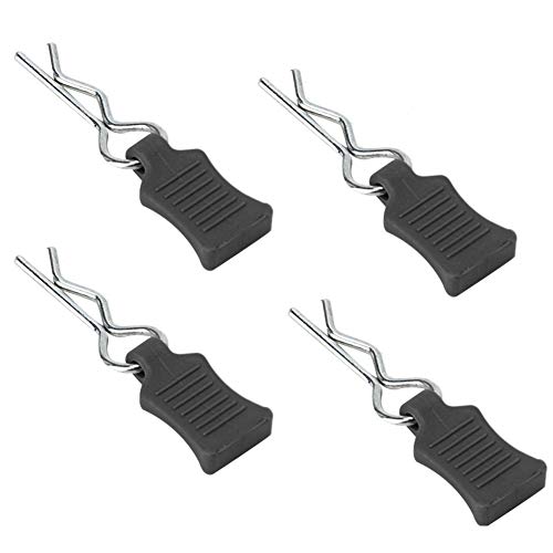 4pcs Universal RC Car Body Clips with Pull Tabs Pins for 1/8 1/10 /12 RC Car Shell Replacement Parts (Black) - color: Black