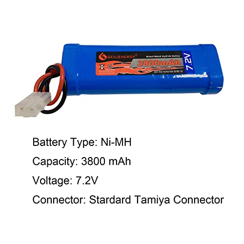 3800mAh 7.2V Ni-Mh Rechargeable Battery Pack for Rc Racing Car Boat Tank (1 Pack 7.2V 3800mAh Battery) - size: 1 pack 7.2V 3800mAh battery