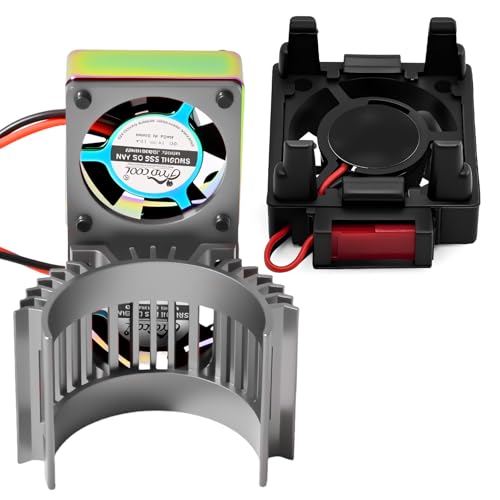 VXL-3s ESC Cooling Fan and Motor Cooling Fan 28000 RPM Dual Fan Set for 1/10 Traxxas Slash 4x4 Stampede 4x4 Rustler 4x4 VXL Hoss 4×4 Velineon VXL 3s Heat Sink Replace #3340, Grey & Black - style: SRQ-Grey Black