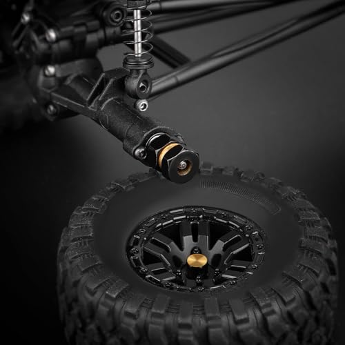 4 Pieces Brass 7mm Hex Extended Wheel Hubs Wheel Spacers Axle Extension Combiner w/Locknuts and Wrench, Compatible with Axial SCX24 1/24 RC Crawler Car