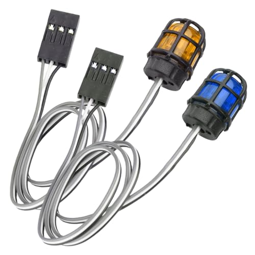 HobbyPark RC LED Flash Lights Alarm Lamp Flashing Rotating Beacon Light DC 5–6V Compatible with 1/10 TRX4 SCX10 RC Crawler Car 1/14 Tamiya Tractor RC Truck (Yellow and Blue Lights) - color: Yellow and Blue Lights