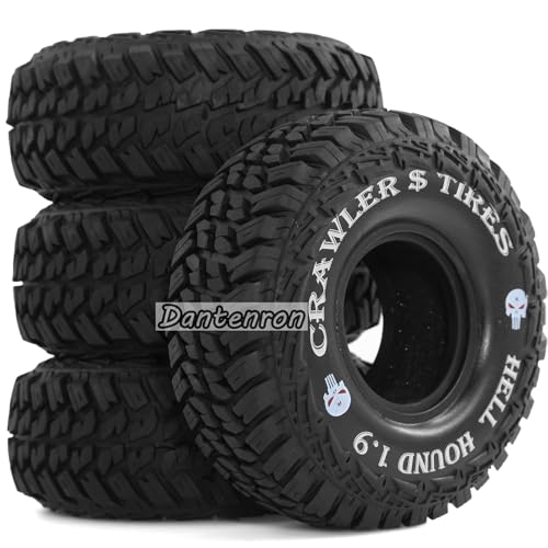 1.9 Inch RC Crawler Tires OD 118mm 1/10 Soft Rubber Wheels Tyres For 1:10 Scale Crawler Car Traxxas TRX4 RC4WD D90 Axial SCX10 II Tamiya CC01 Gen8 Redcat 1.9" Beadlock Wheels 4Pcs