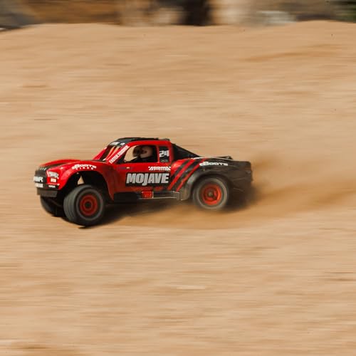ARRMA Mojave GROM 4x4 SMART RC Desert Truck, RTR, Red/Black | Small Scale, Battery and Charger Included, ARA2104T1 - color: Red