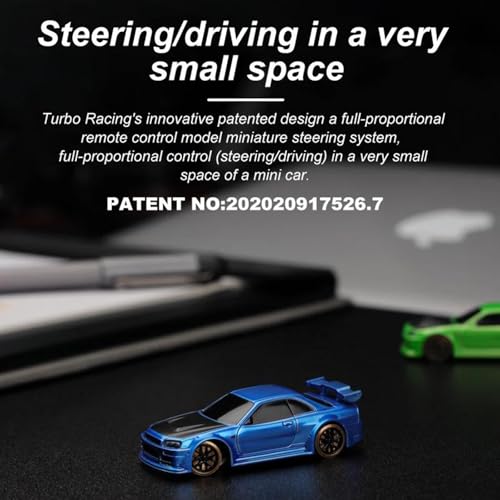 Turbo Racing 1:76 Scale Drift RC Car, Mini Table Racing Model Car with 2.4G Remote Control & Gyro Full Proportional RTR for Adults Hobby Toys Gifts (C64-Blue) - style: C64-Blue