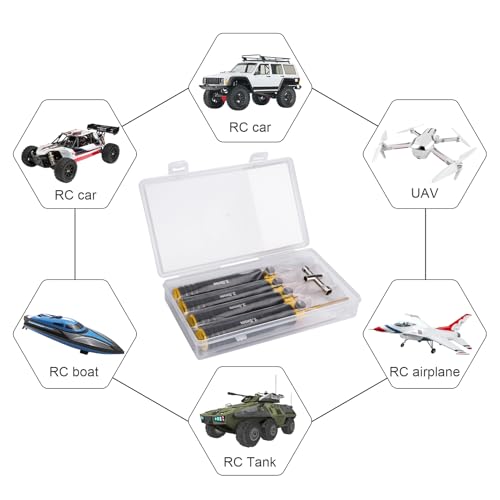HobbyPark Titanium Hex Driver Allen Screwdriver Set 1.5mm 2.0mm 2.5mm 3.0mm Extended Thickened Handle for RC Crawler RC Car Truck Buggy On Road Touring Drift (Black & Gold Handle)