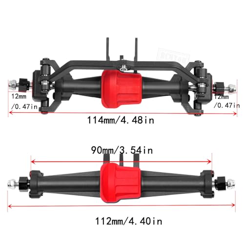 Axles Front Rear Axle w/Steering Servo Mount Upgrades Part for 1/18 TRX4M,Complete Axles Front Rear Axle,Black Red - color: Black Red - Portal Axles