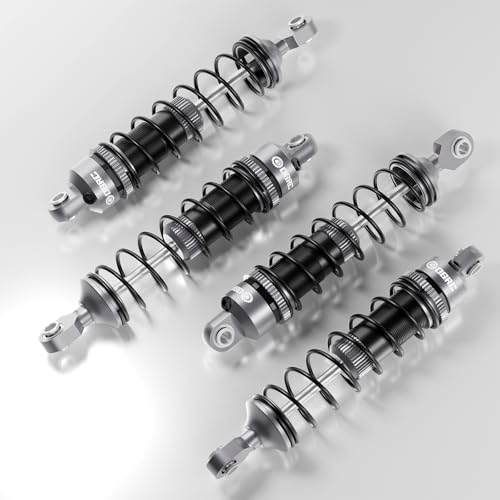 OGRC 92mm RC Shock Absorber for 1/16 Traxxas Mini Maxx XRT 1/10 TRX4 SCX10 | Aluminum, with Progressive Springs, Top-cap Bleeder Hole, Oil Shocks, Grey - color: Grey