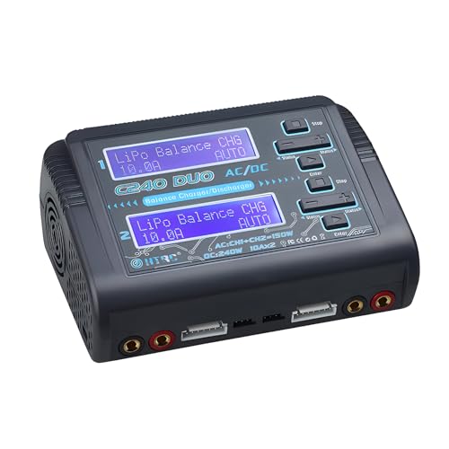 LiPo Battery Charger Dual RC LiPo AC150W DC240W 10A C240 Balance Battery Chargers Discharger for 1-6S LiPo Li-ion Life LiHV 1-15S NiCd NiMH PB Smart Battery RC Car