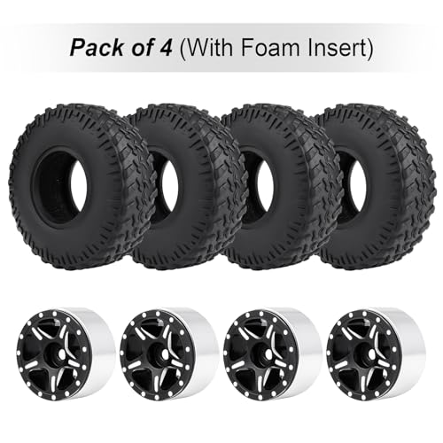 HobbyPark 1.0 Beadlock Wheels for TRX4M AX24 SCX24 FCX24 Enduro24 1/18 1/24 RC Crawler Car (Style B with Tires) - style: Style B with Tires