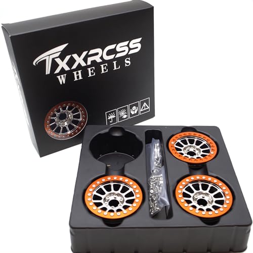 200g Super Heavy 2.2 Beadlock Wheels Rims for 1/10 RC Crawler 4pcs (Silver Orange) - color: Silver Orange