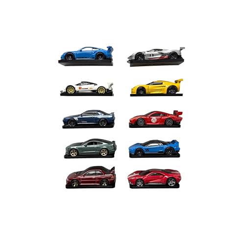 Triple Seven Wall Mount Car Display Holder - Easily Show Off Your Die-Cast Collection on Drywall - Quick and Simple Pushpin Installation - Holds & Displays Standard Cars - Pack of 10 - size: (Pack of 10) BLACK