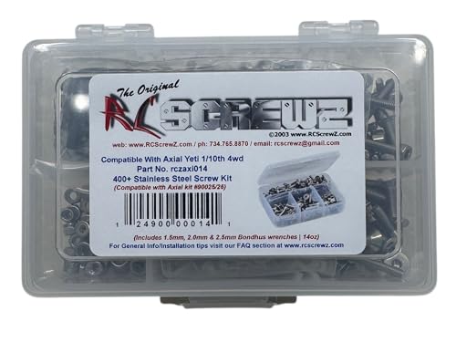 Axi014 - Compatible with Axial Racing Yeti 1/10th RTR Stainless Steel Screw Kit