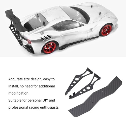 Carbon Fiber RC Car Tail Wing, Universal Rear Spoiler for 1/10 Scale RC Cars, Lightweight High - Strength Wing with Brackets for TT02 XV01 PTG2 Drift Racing