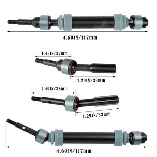 #45 Steel RC Drive Shaft Axles Upgrades Part for 1/10 Slash&rustler&Stampede 4WD 4X4(VXL),Harden Front Rear CVD Driveshafts Hops up,Black witrh Titanium(4PCS) - color: Black Witrh Titanium(4pcs)