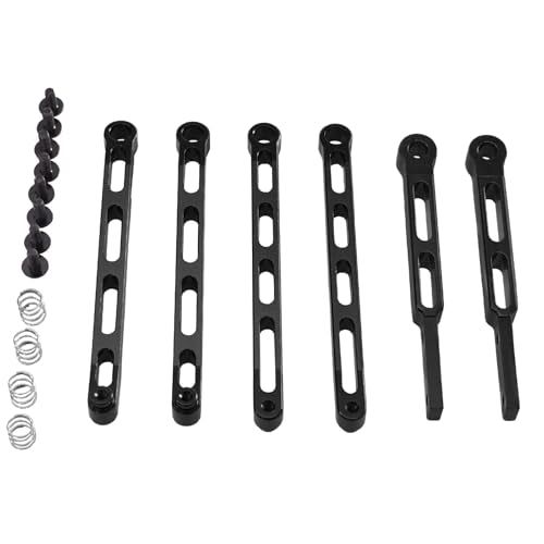 Aluminum Slotted Suspension Linkages Axle Links Kit for MN LC79 MN82 MN82S MN82Pro 1/12 RC Crawler Upgrade Parts (Black) - color: Black
