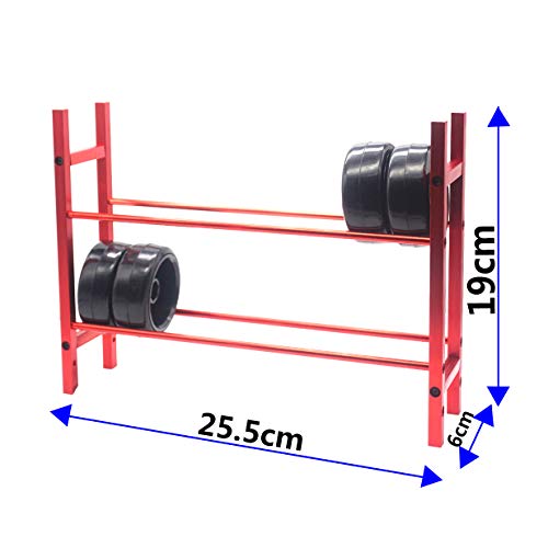 Share Goo RC Car Metal Tire Rack Wheel Tyre Storage Shelf Compatible with Traxxas TRX-4 Axial SCX10 D90 RC Crawler Car 1.9inch 2.2inch Wheel Rim (Red) - color: Red