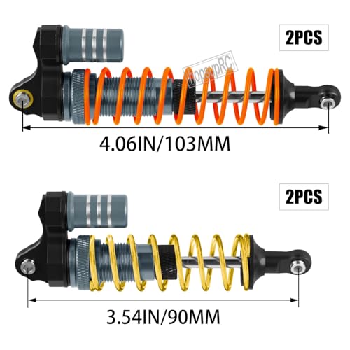 Upgrades Part Front Rear Assembled Full Metal Shocks Aluminum Big Bore RC Shocks Absorber Damper for 1/10 Slash/Rustler/Stampede/Bandit 4X4 4WD 2WD(VXL).Titanium(4PCS) - color: Titanium(4PCS)
