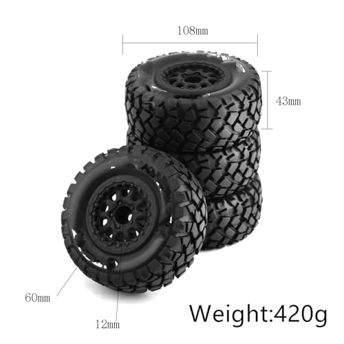 Compatible with Traxxas for Slash for HuanQi 10sc for HPI for HSP RC Car 4pcs 108mm 1/10 Short Course Truck Tire Wheel Tyre 12mm Hex RC Assortment