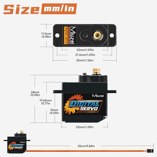 12g Micro Servo Rc Steering Metal Gear Digital for Axial Scx24, 1Pcs | Mini Small Servo Motor, Upgrade Parts With Horn Arm, for 1/24 Rc Crawler Plane Airplane Robot. Powerful, Smooth, Quiet, Fast