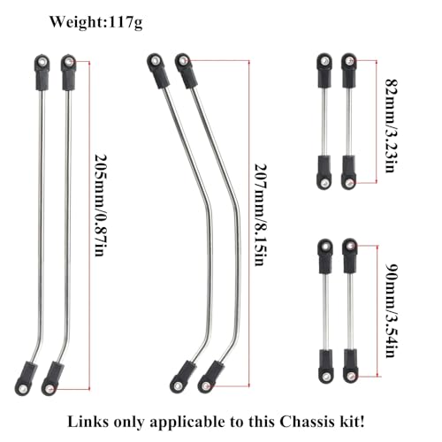RC Frame Chassis Kit,LCG Carbon Fiber Frame Rail LCG Chassis Kit with Ultralight Portal Transmission Skid Plate for 1/10 RC Crawler Capra SCX10 (Links Kit) - style: Links Kit