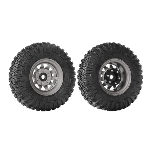 4PCS RC Car 1.55 Inch Tyres Aluminum Alloy Metal Beadlock Wheel Rim and Rubber Tires for 1/10 RC Crawler Car for Axial AX90069 D90 TF2 Tamiya CC01 LC70 MST JIMNY(85mm-10Holes Gray) - color: 85mm-10Holes Gray