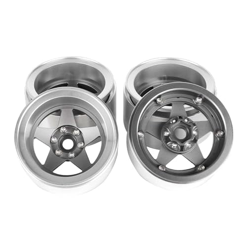 Aluminum 2.2" Beadlock Wheel Offset -10mm Metal Rims for SCX10 RR10 TRX4 VS4-10 Gen8 1/10 RC Crawler Car Upgrade Parts (5-Spoke, Gray) - color: 5-spoke, Gray
