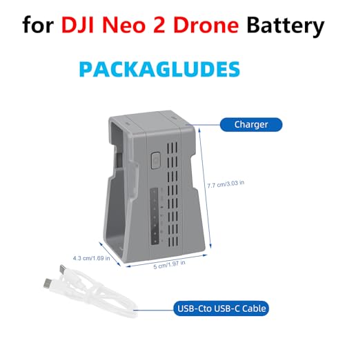 Battery Charger for DJI Neo 2 Drone Battery Charging Hub Dual Channel Vertical Charger Pack Station Base (Grey,1pcs)