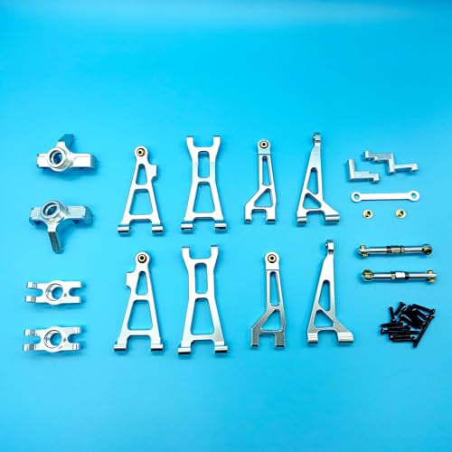 Compatible with Hyper GO RC Car Parts, 1/16 Metal Upgrade Aluminum Accessories, Replacement Parts kit for H16BM H16GT H16DR H16 MJX 16207 16208 16209 16210 (Sliver) - color: Sliver