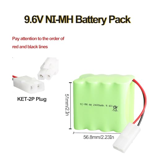 3Pcs 9.6V 2400mAh NI-MH Battery Pack RC Replacement Rechargeable AA Battery Pack with KET-2P USB Charger Cable for Toys,Drone,Remote Control Car Accessory