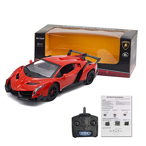 Remote Control Car Lamborghini Licensed 1:24 RC Car 2.4G,red | Veneno Officially Licensed LED Lights Toy RC Cars Model Vehicle for Boys 6,7,8 Years Old - color: Red