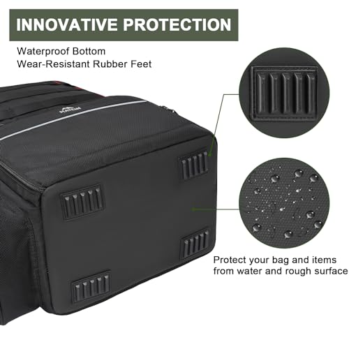MATEIN Fishing Backpack, Tackle Storage Bag with Rod Holders & Cooler | Water Resistant Fishing Bag Fits 4 3600 Trays, Large Wide Open Tackle Box Backpack, Gifts for Fishermen - color: Black