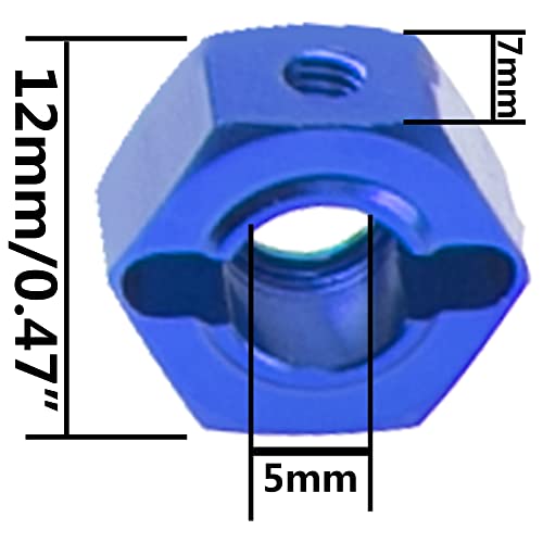 Metal 12mm Wheel Hex Hub Drive Adapters with Pins Screws Compatible with 1/10 Arrma Senton Granite Typhon Vorteks 3S Big Rock RC Car (Blue) - color: Blue