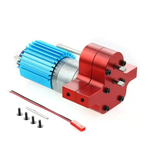 CNC Metal Transfer Gearbox & 370 Motor Set, High Torque Transmission Upgrade for WPL C14 C24 B14 B36, MN D90 MN99S, Q60 1/16 RC Truck (Red) - color: Red